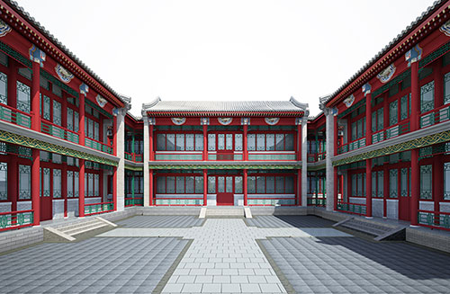 高埗镇北京四合院设计古建筑鸟瞰图展示